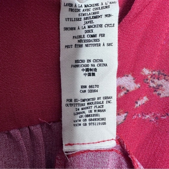 Free People Red Tunic Dress Field of Butterflies Boho Floral Top M - Picture 3 of 5